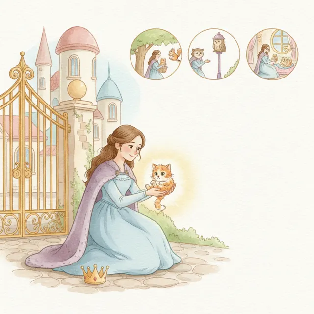 Queen Rhea and the Lost Kitten story for kids illustration
