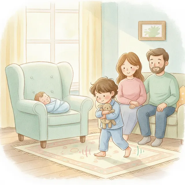 Quiet for the Baby story for kids illustration
