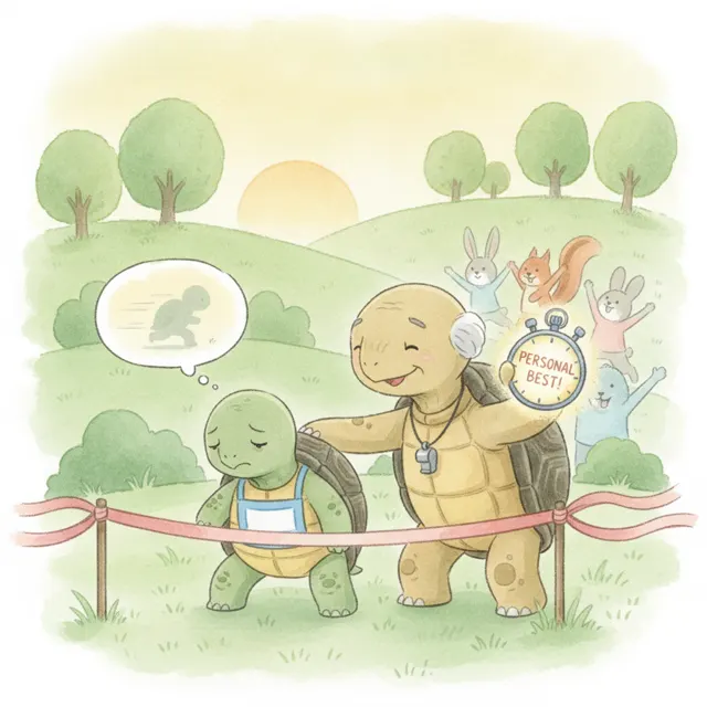 Race Day with Slow Strokes story for kids illustration