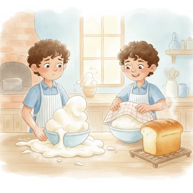 Ravi and the Runaway Dough story for kids illustration