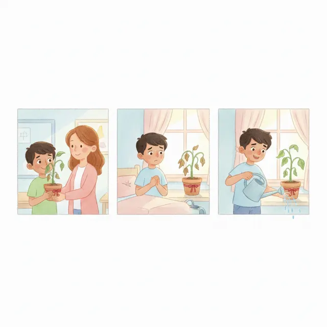 Ravi's Little Plant story for kids illustration