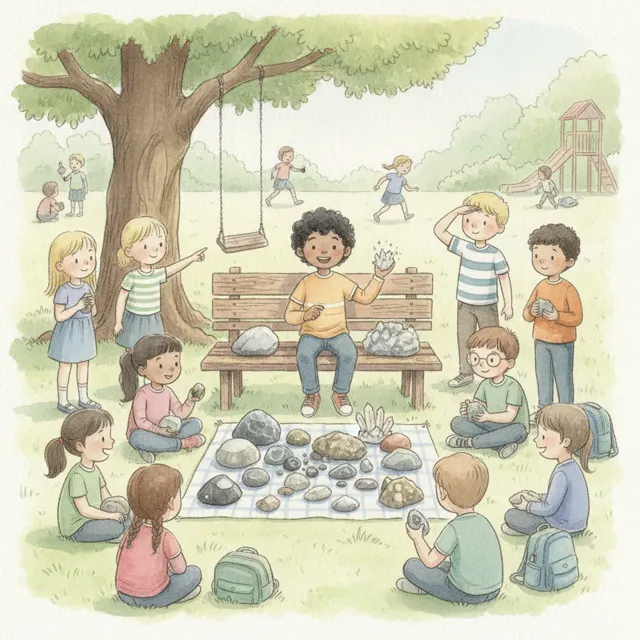 Ravi's Rock Collection Club story for kids illustration