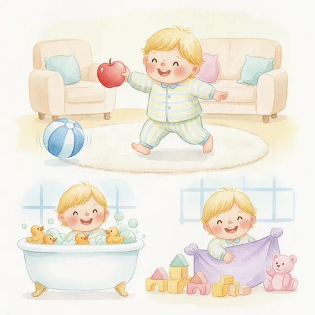 Red Apple, Blue Ball story for kids illustration