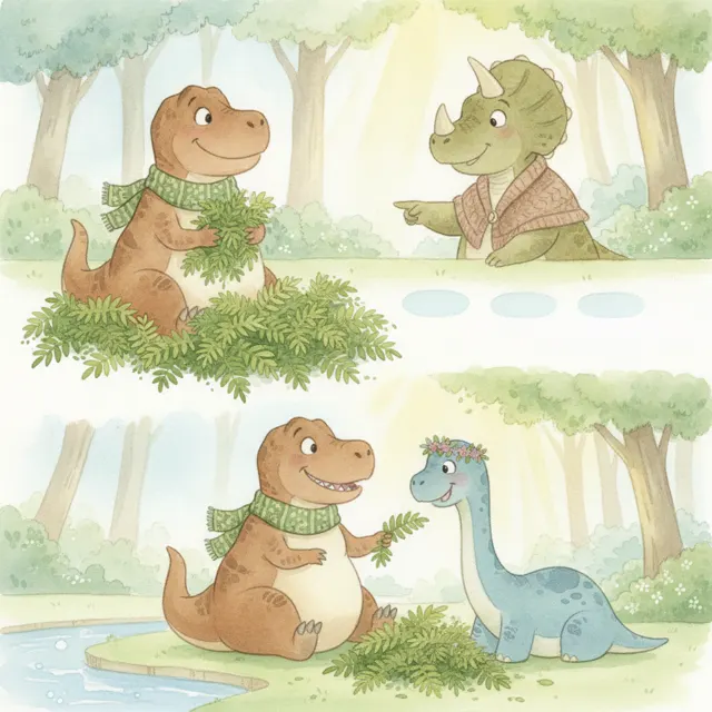 Rex Shares His Ferns story for kids illustration