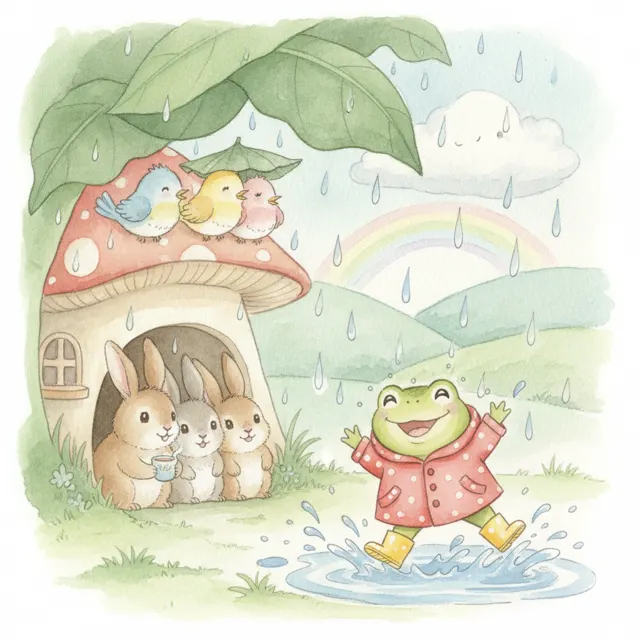 Ribbit's Rainy Day story for kids illustration