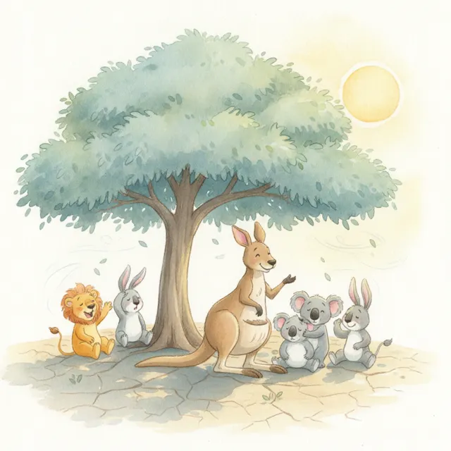 Roo Shares Her Shade story for kids illustration
