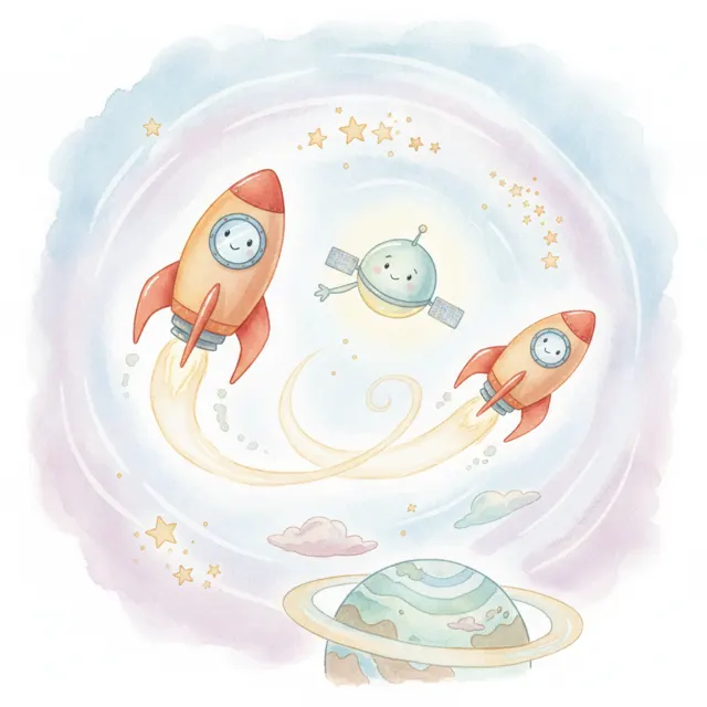 Rory Rocket's New Friend story for kids illustration