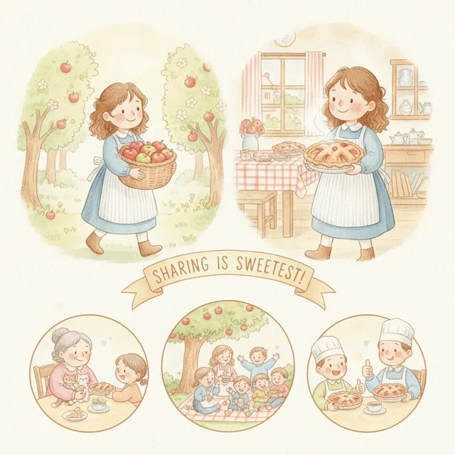 Rosa's Apple Pie story for kids illustration