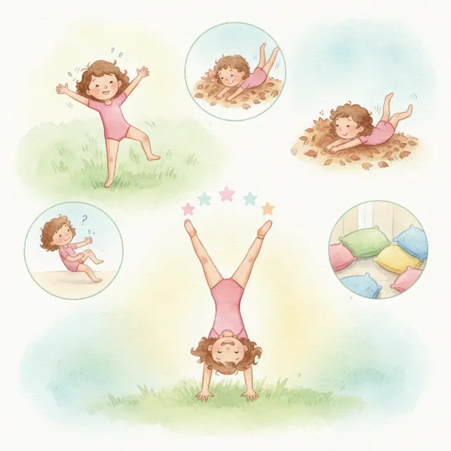 Rosa's Wobbly First Handstand story for kids illustration