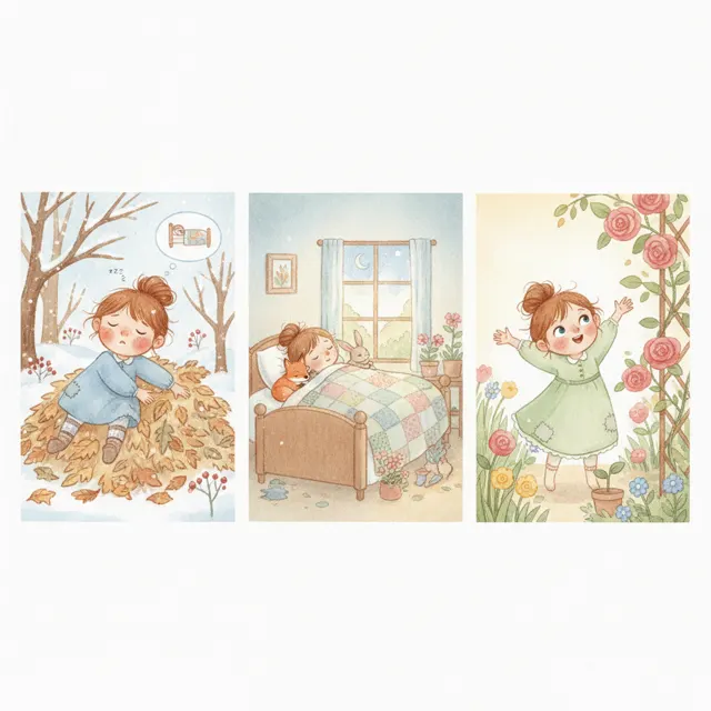 Rose and the Long Winter Nap story for kids illustration
