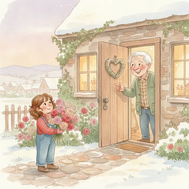 Roses for Mr. Finn story for kids illustration