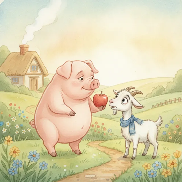 Rosie Shares Her Last Apple story for kids illustration