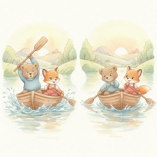 Row Your Boat Down the Stream story for kids illustration