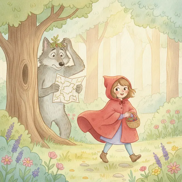 Ruby and the Forgetful Wolf story for kids illustration