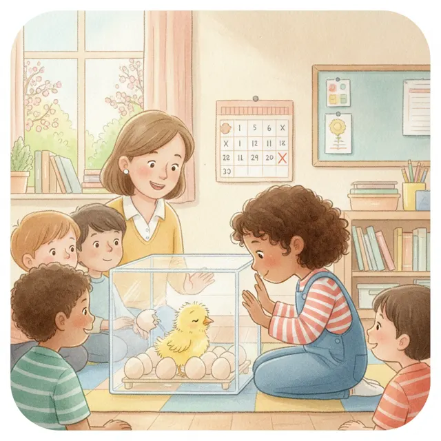 Ruby Waits for the Little Chick story for kids illustration