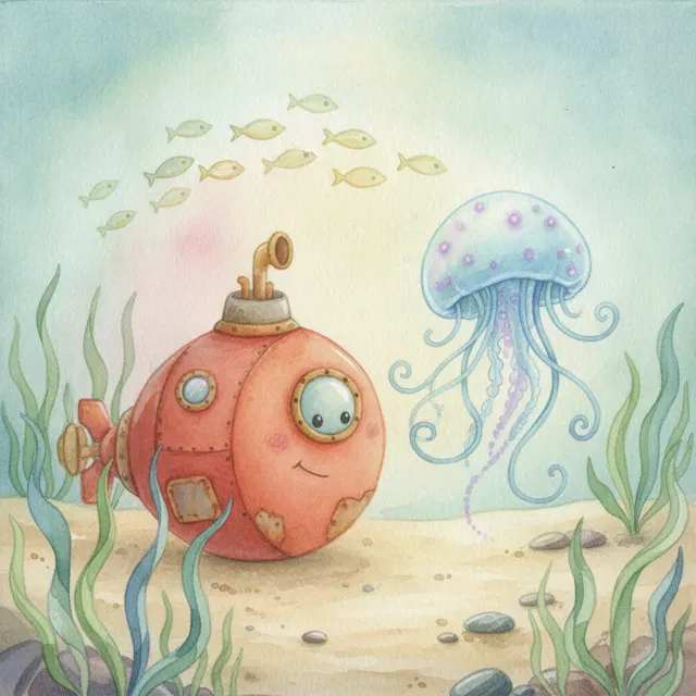 Rusty the Submarine Finds a Friend story for kids illustration