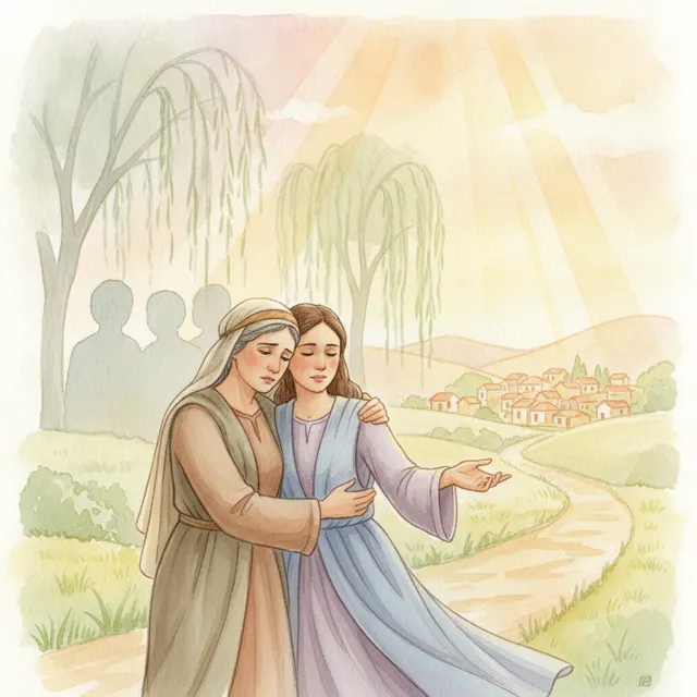 Ruth Stays With Naomi story for kids illustration