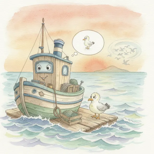 Salty and the Lost Seagull story for kids illustration