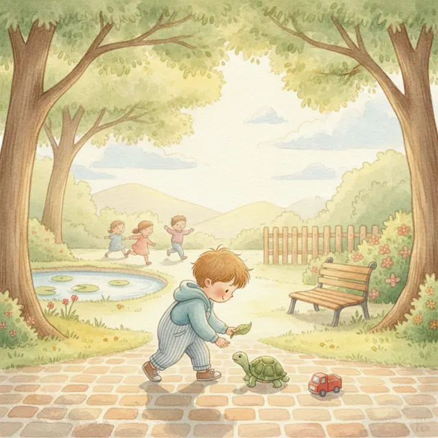 Sam and the Slow Little Turtle story for kids illustration