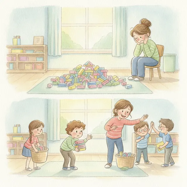 Sam Picks Up the Toys story for kids illustration