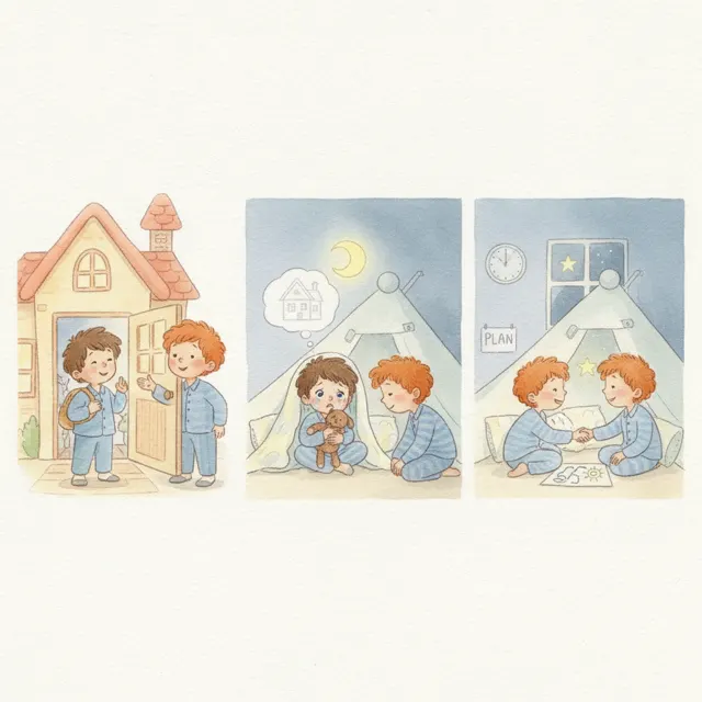 Sam's First Sleepover story for kids illustration