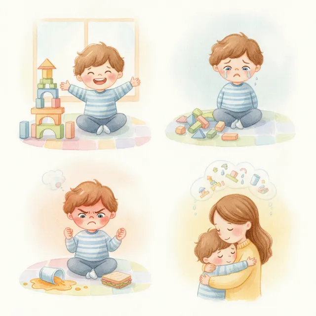 Sam's Happy Sad Day story for kids illustration