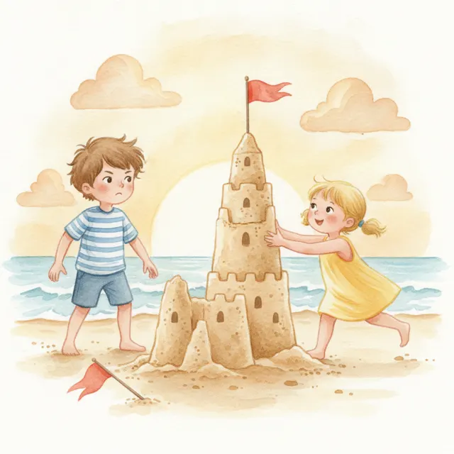 Sam's Sandcastle Flag story for kids illustration