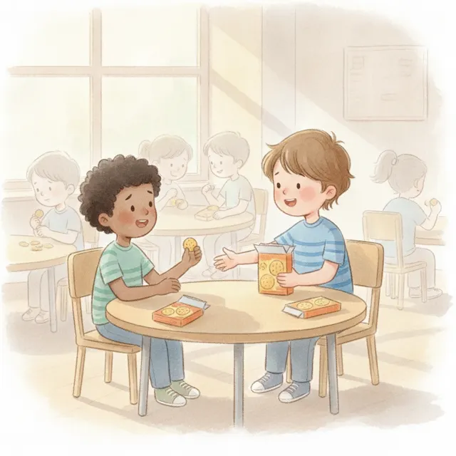 Sam Shares His Snack story for kids illustration