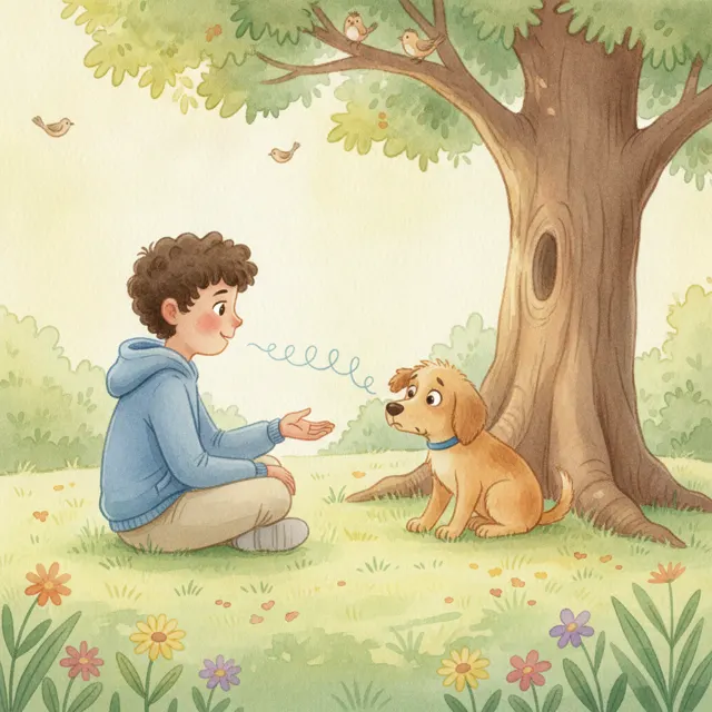 Sami and the Scared Dog story for kids illustration