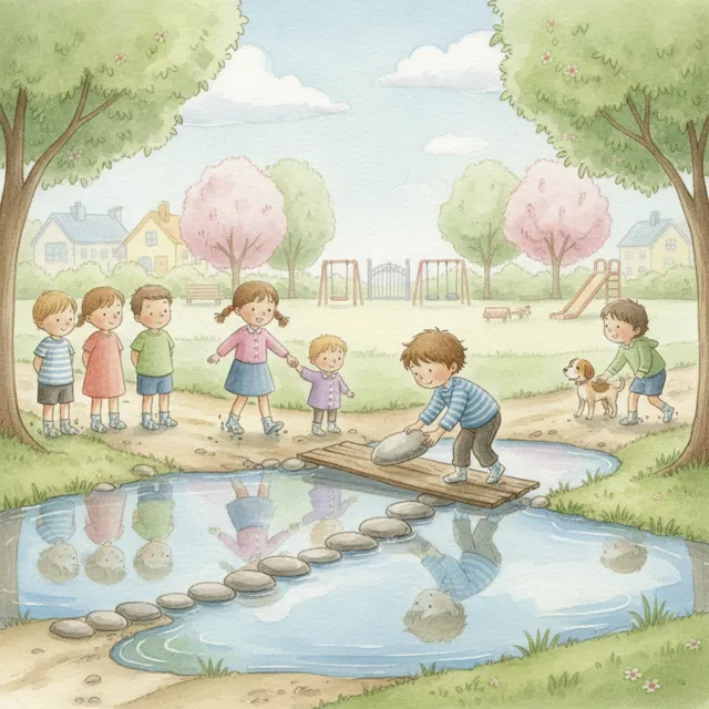 Sami's Bridge Over the Puddle story for kids illustration
