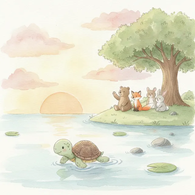Sammy's Slow Swim to the Other Side story for kids illustration