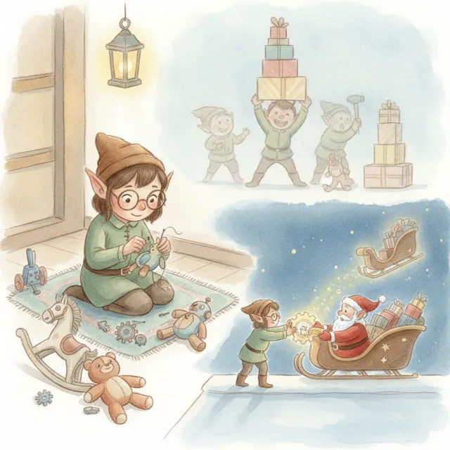 Santa's Quiet Helper story for kids illustration