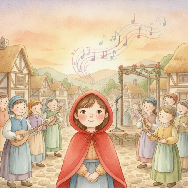 Scarlet and the Singing Contest story for kids illustration