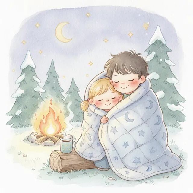 Sharing the Last Warm Blanket story for kids illustration