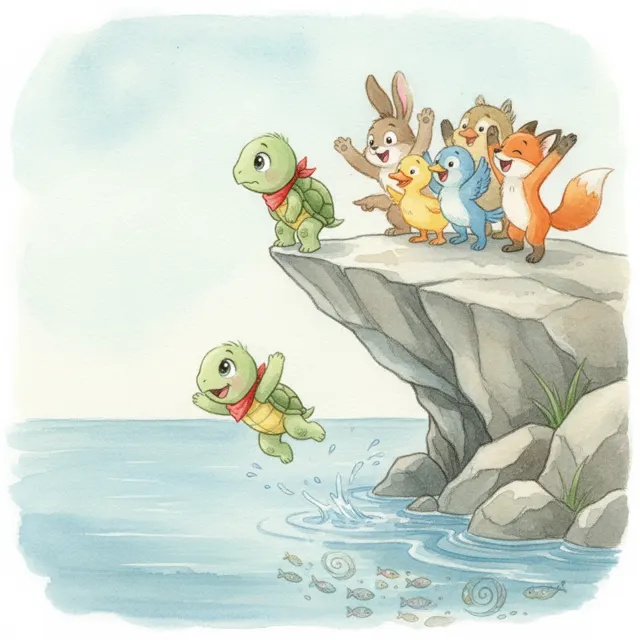 Sheldon's First Big Splash story for kids illustration