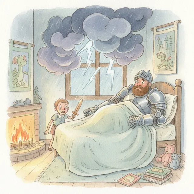 Sir Owen and the Loud Storm story for kids illustration
