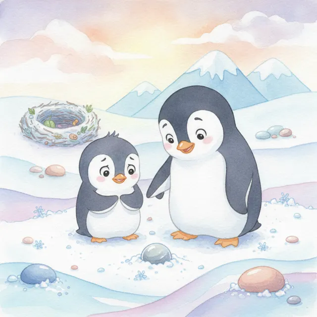 Snowy's Missing Pebble story for kids illustration