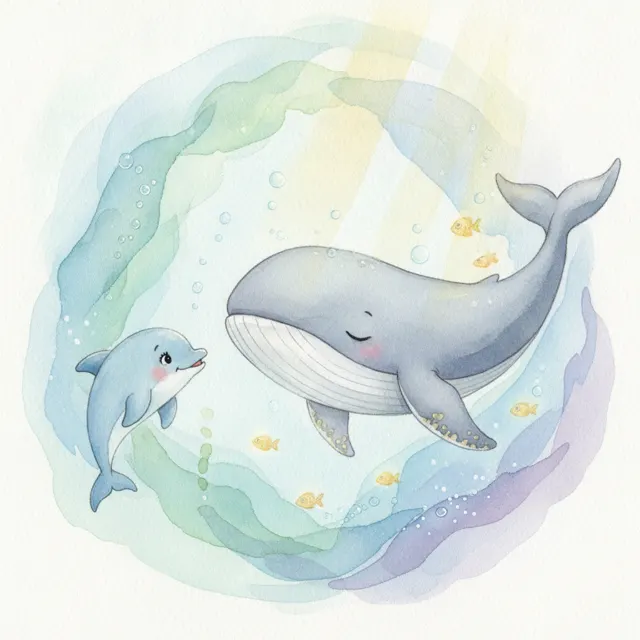 Splash and the Quiet Whale story for kids illustration