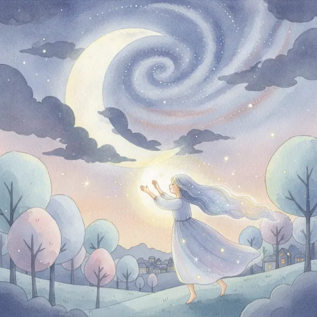 Starlight Girl and the Missing Moon story for kids illustration