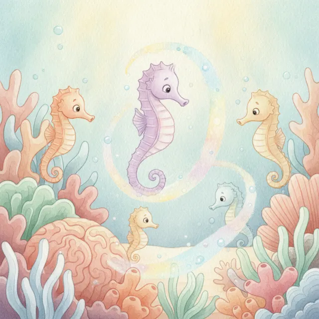Stella the Seahorse Who Loved to Twirl story for kids illustration