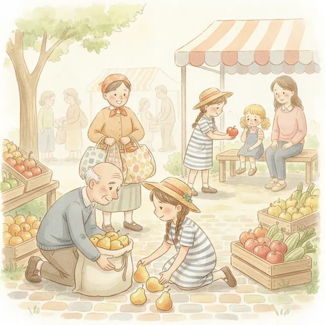 Sunday at the Farmers Market story for kids illustration