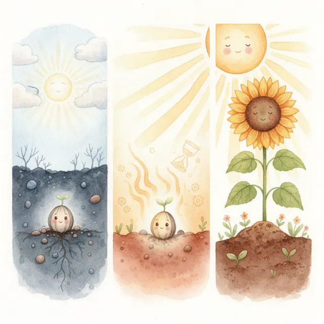 Sunny and the Cold Little Seed story for kids illustration