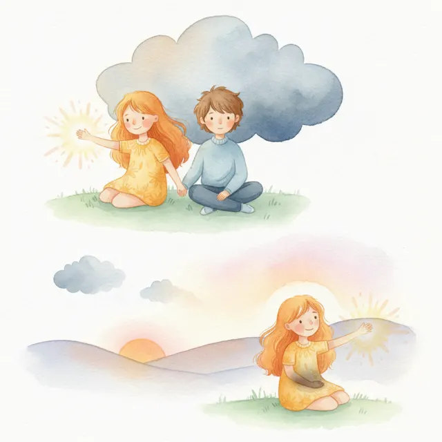 Sunny Spark and the Dark Cloud story for kids illustration