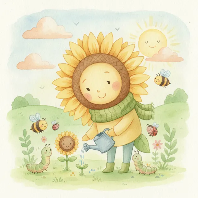 Sunny the Sunflower story for kids illustration