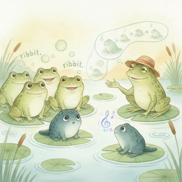 Tadpole Finds His Own Song story for kids illustration
