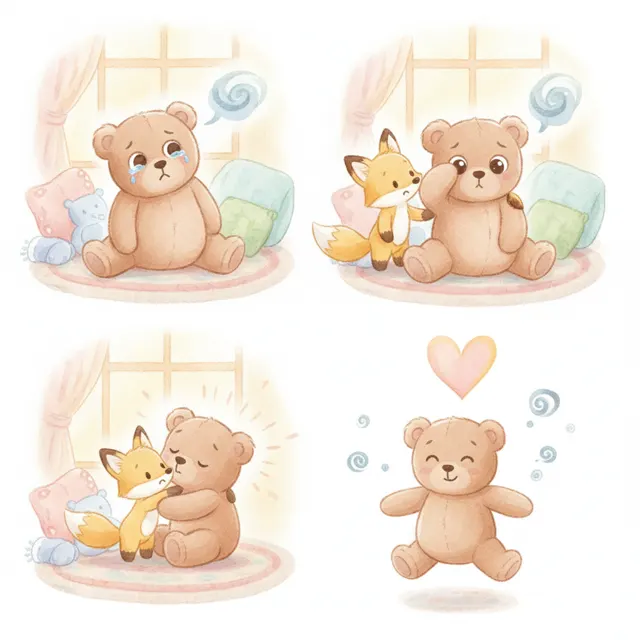 Teddy Feels Better story for kids illustration