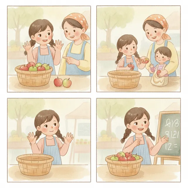 Ten Apples in a Basket story for kids illustration