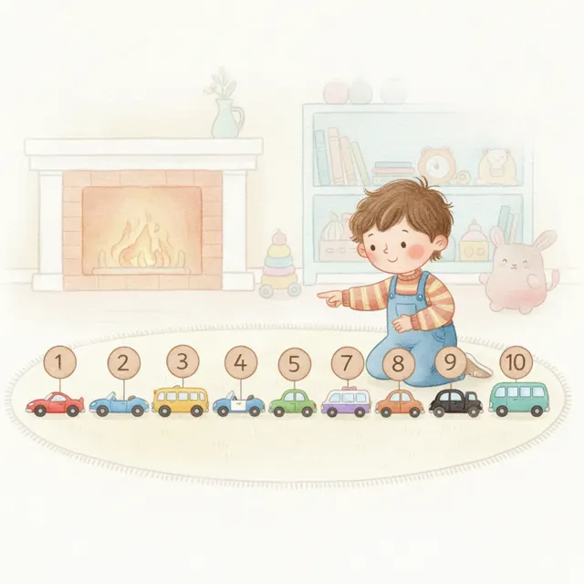 Ten Little Cars in a Row story for kids illustration
