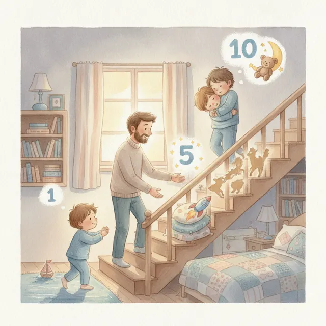 Ten Steps to Bed story for kids illustration
