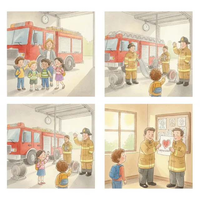 Thank You, Firefighters story for kids illustration